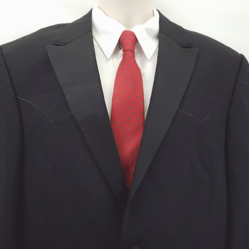 Chaps Western Sport Coat Blazer Jacket Mens 42L Black 100% Wool Single Breasted - Picture 2 of 16