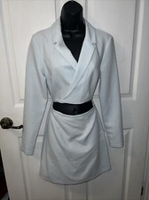 Abercrombie & Fitch Wrap-Front Cut Out Blazer Dress Size Small Tall Baby Blue