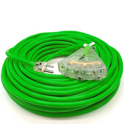 14 Gauge Green Heavy Duty SJTW Extension Cords Indoor / Outdoor Lighted