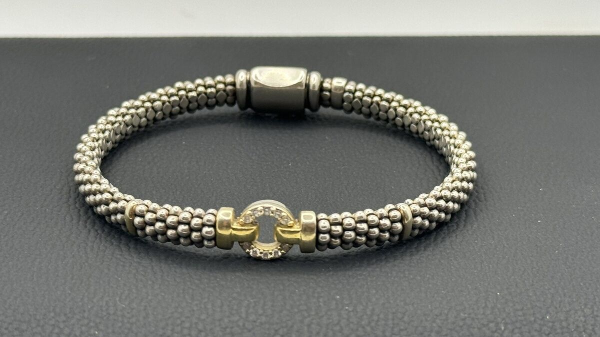 Lagos Diamond Circle Caviar Sterling Silver 925/750 18K Gold Lagos Diamond Circle Caviar Sterling Silver 925/750 18K Gold