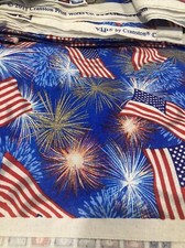 Patriotic American Flag  Fireworks Print 100 Cotton Fabric BTY/ W44  