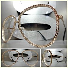 Mens or Women Classy Elegant Retro Style Clear Lens EYE GLASSES Gold Metal Frame
