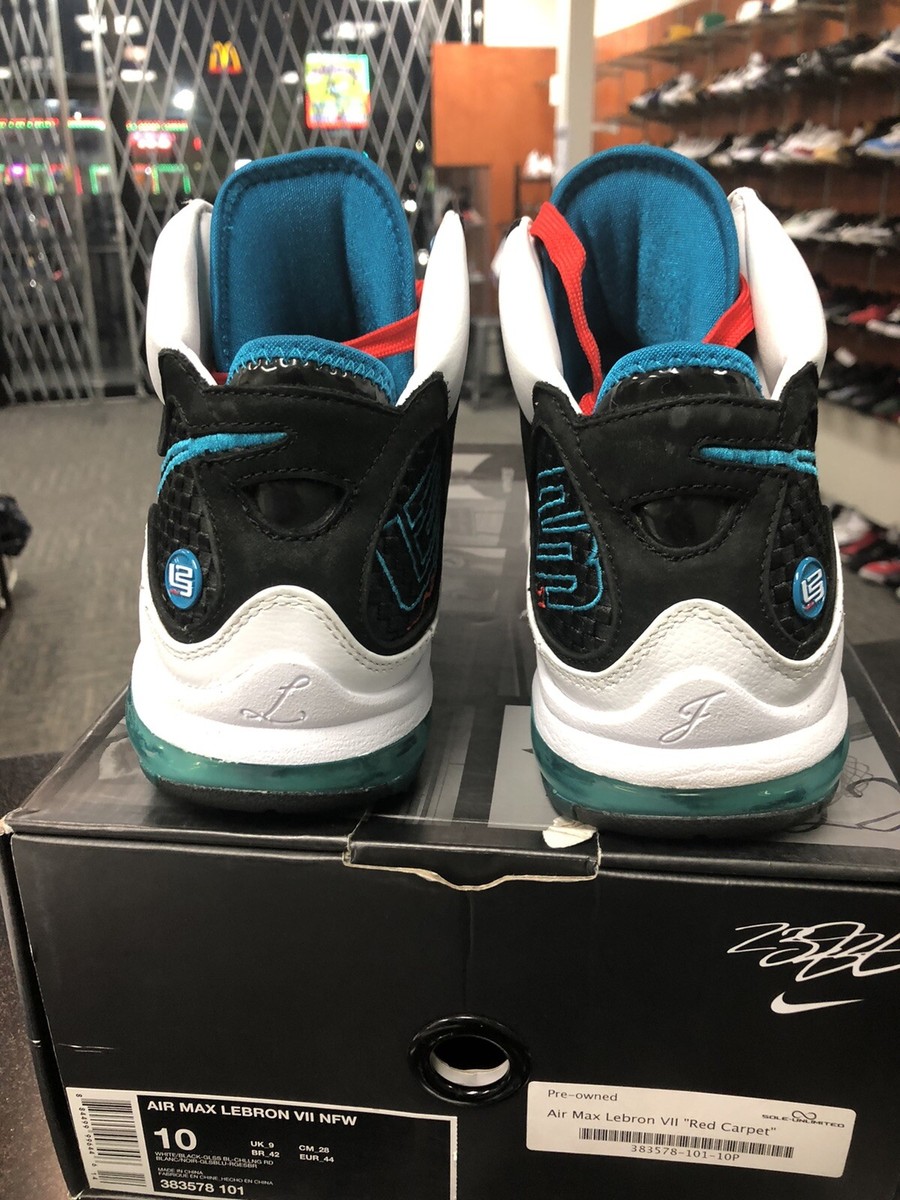 Nike Lebron 7 VII Red Carpet size 10 Teal Blue White Red LBJ