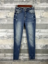 Kancan Women  s Blue Skinny Ankle Blue Jeans 24