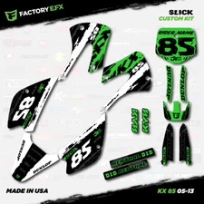 White & Green Slick Racing Graphics Kit fits Kx85 05-13 Plates Kx 85 2005-2013