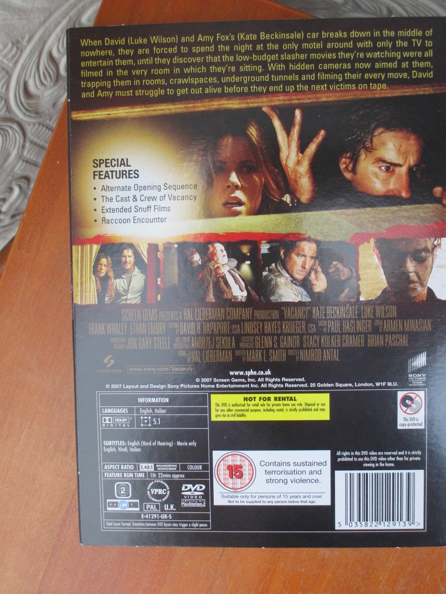 NO VACANCY [DVD] KATE BECKINSALE/ LUKE WILSON BRAND NEW