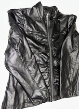 New Look Faux Leather Jacket Biker Women Size 1X Black Motorbike Look