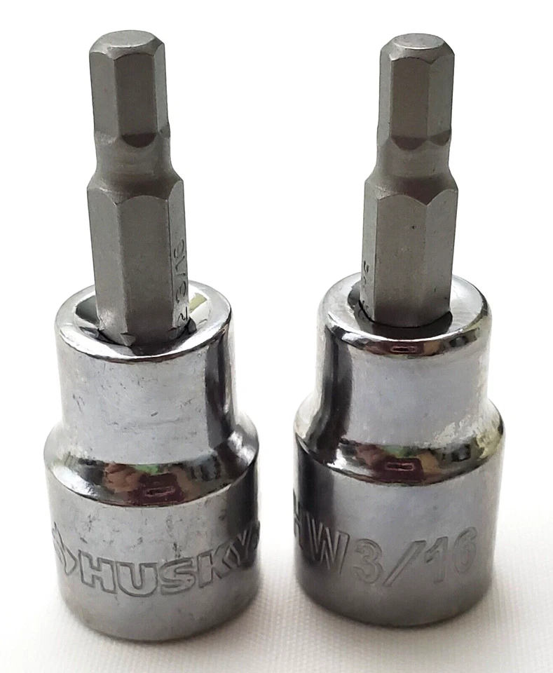 Lot of 2 Husky 3/16" Hex Bit Sockets 3/8" Drive SAE HW3/16 - Image 2 of 4