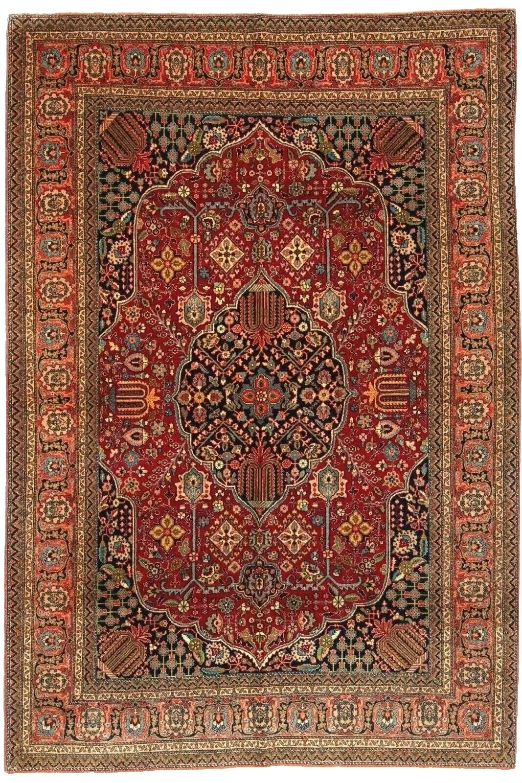 Tabriz Rectangle Multicolor Antique Rugs & Carpets