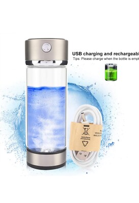 Geschenkbox - Wasserstoffreich 450ML Tragbar Wasser Glas Flasche Generator Ionisator USB