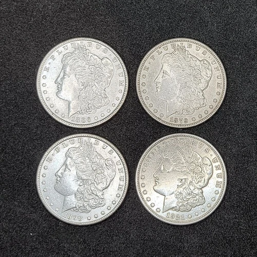 Morgan Silver Dollars-Philadelphia Mint F-VF Pre-1921 From 1878 to 1904-4 Coins