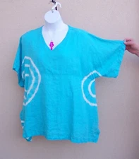 La Fixsun Match Point Linen kimono tunic top size S OVSZ bust53 tie dye blouse