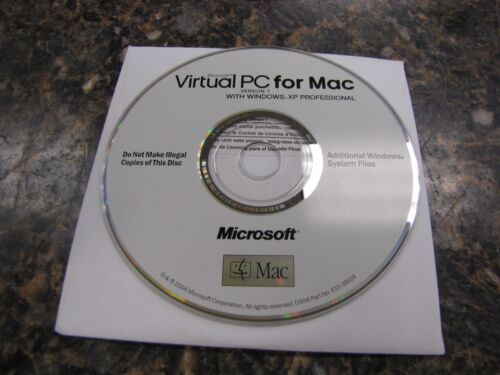 Vintage Microsoft Virtual PC For Mac - Version 7 With Windows XP Professional CD