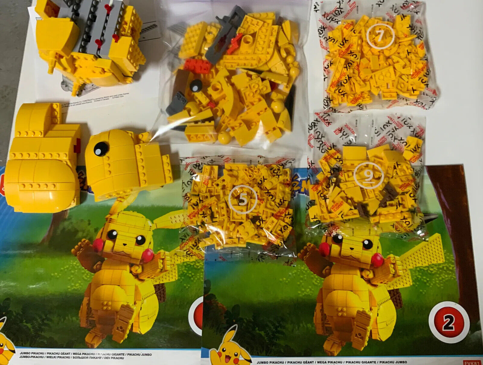 🐱 Mega Construx Jumbo Pikachu Construction Set 👍AS SHOWN‼️INCOMPLETE ‼️