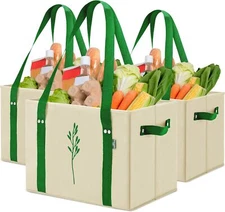 Green Bulldog Reusable Grocery Bags - Heavy Duty Reusable Shopping Tote Bags W/L