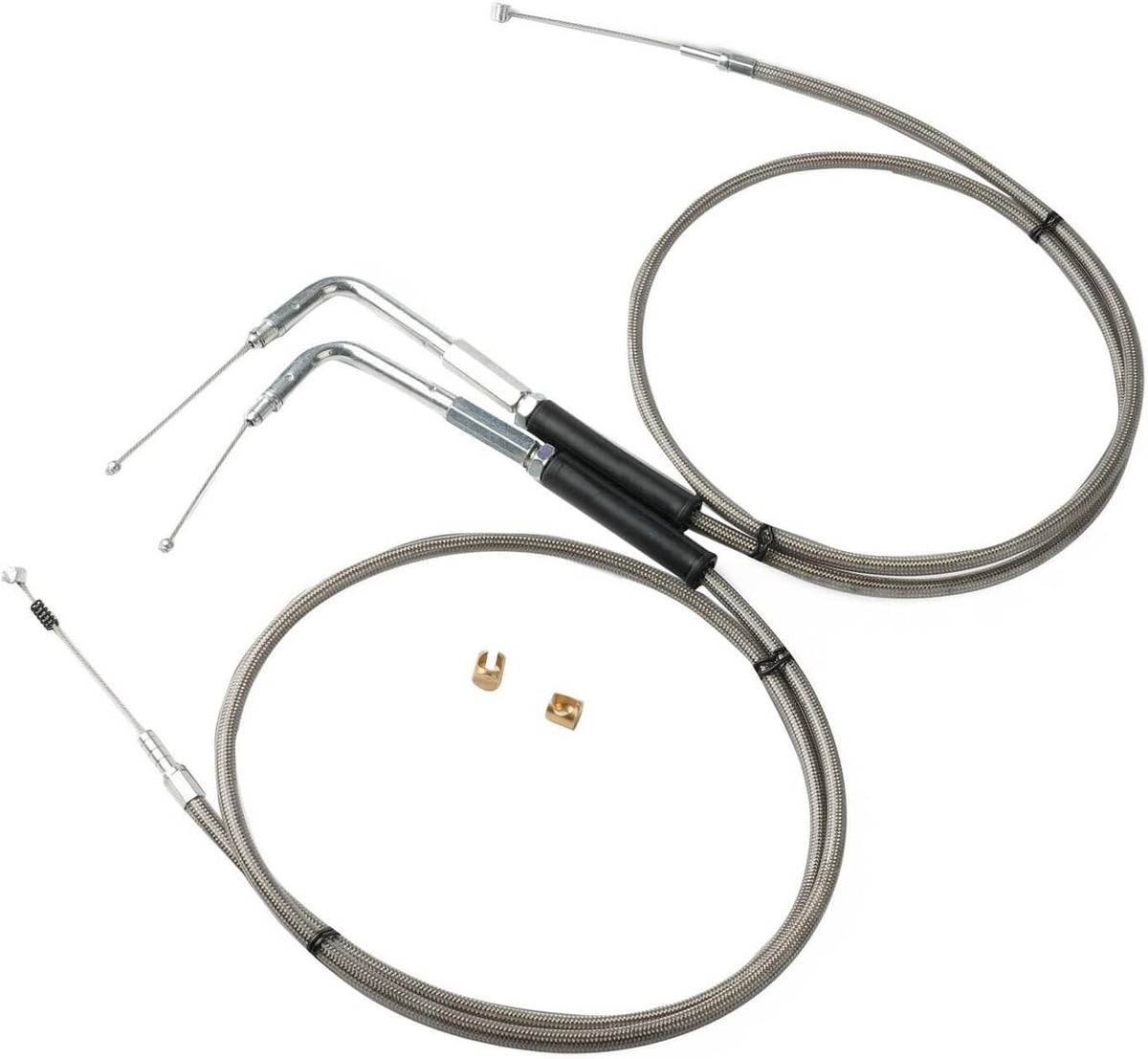 Stainless Steel Throttle and Idle Cable Set fits Harley Davidson