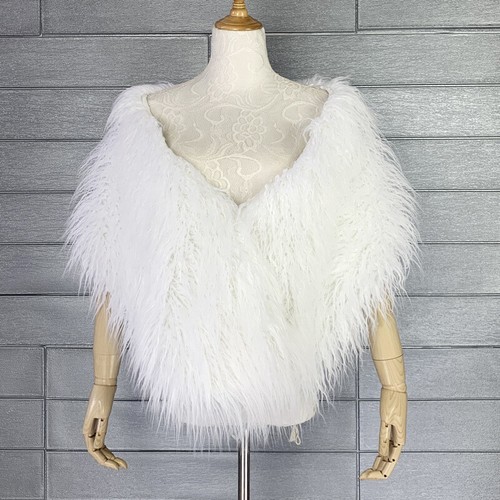 Womens V Neck Shawl Wedding Faux Fur Cape Party Fashion Cloak Poncho Outwear - Picture 10 of 13