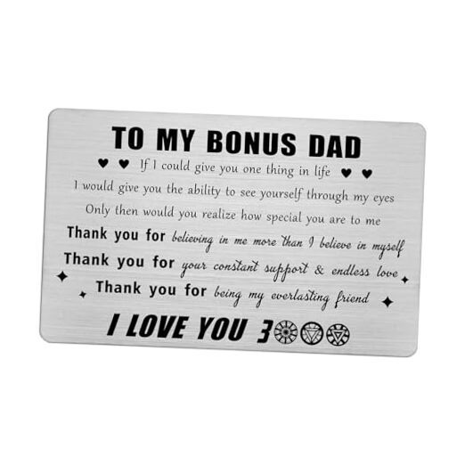 Bonus Dad Fathers Day Card Gifts Step Dad Birthday Gifts, I love you 3000