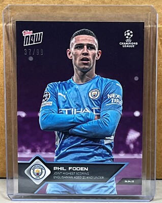 2022 TOPPS NOW #147 PHIL FODEN Manchester City FC 21 under Purple Parallel 37/99
