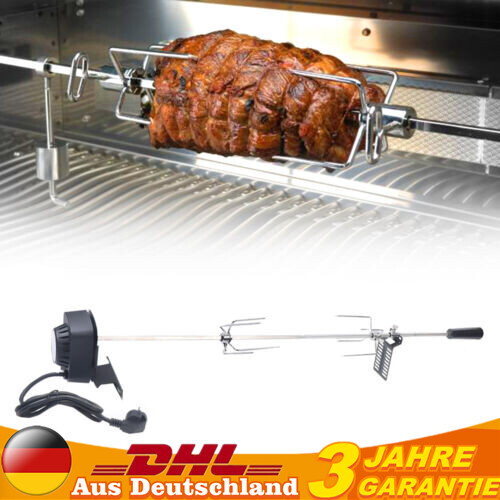 Profi BBQ Grillspieß mit Edelstahl Motor Drehspieß Gasgrill Garten BBQ 80cm - Bild 1 von 11