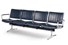 Chromcraft Navy Vinyl 4 Seat Airport Bench by PDXoriginals - Vintage Furniture