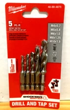 NEW Milwaukee SHOCKWAVE 5 pc Metric Impact Drill Tap Set (48-89-4875) SEALED