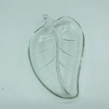 VTG Clear Glass Leaf Shape Candy Nut Dish 9.25” x 6”