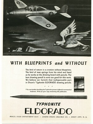 1943 DIXON Typhonite Eldorado Pencil Vintage Print Ad