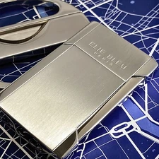 Elie Bleu Plano J-12 Jet Flame Lighter Silvertone Finish,  EBJ1232, New In Box