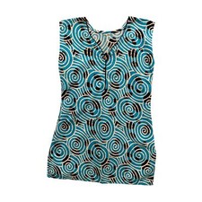 Size 4 Vintage Print Mini Dress Cover Up Blue Retro Sleeveless