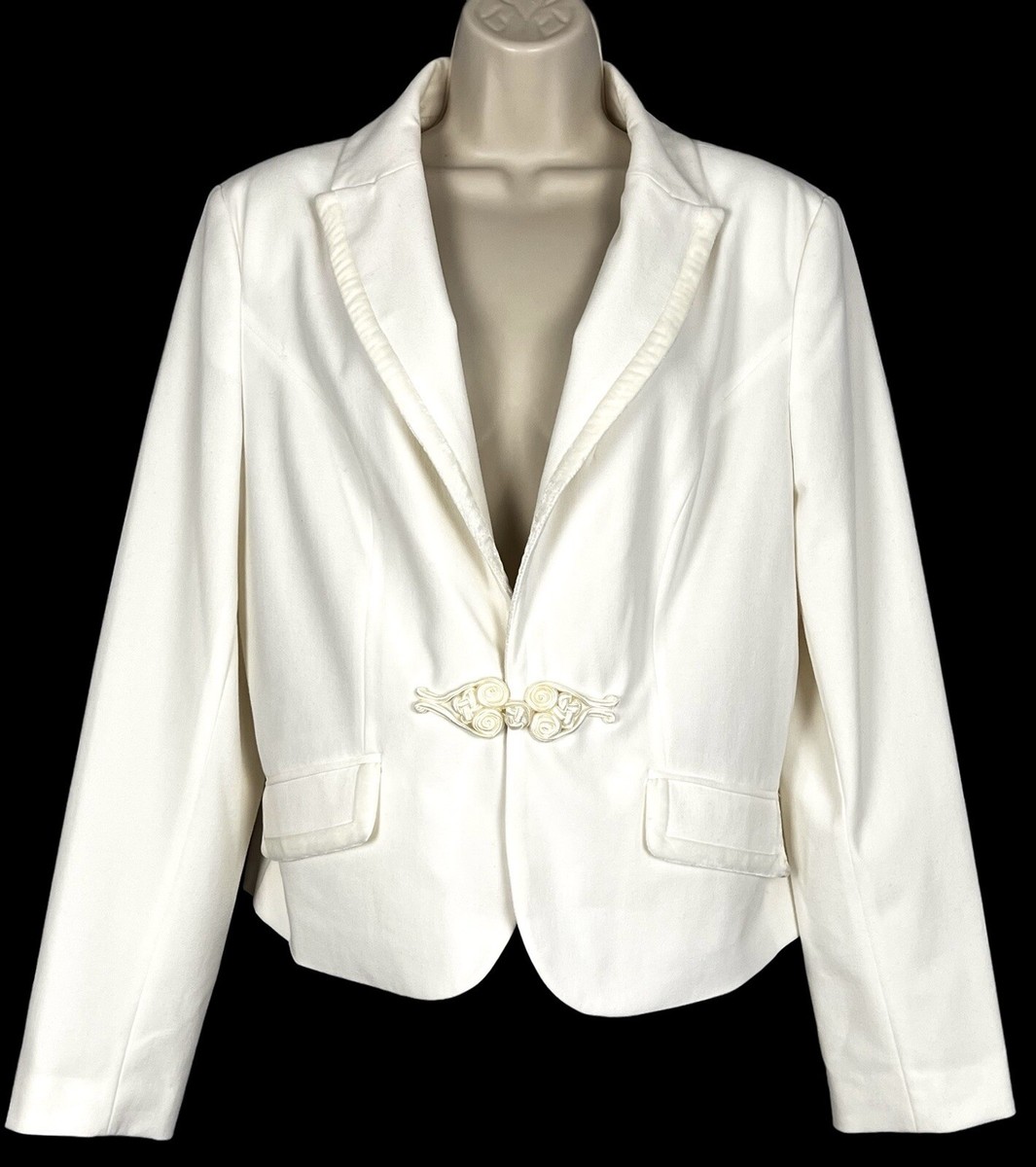 Apostrophe Size 16 IVORY One-Button SHORT BLAZER JACKET Velvet