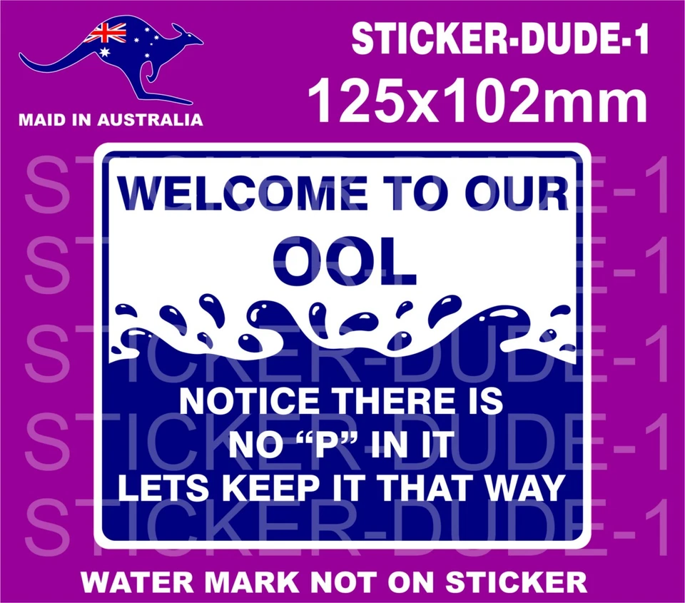 STICKER-DUDE-1 FUNNY POOL SIGN STICKER