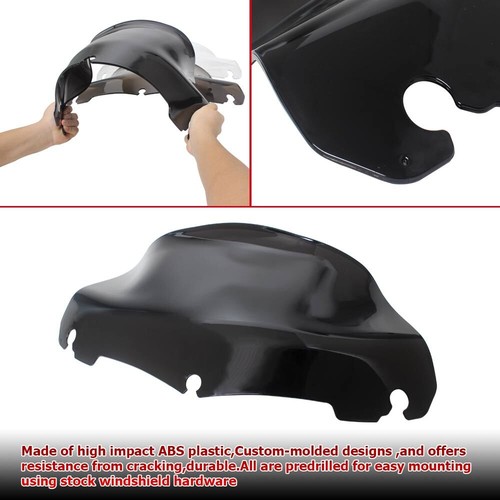Black 9" Windshield Fit For Harley Electra Street Ultra Limited Tri Glide 14-23 - Picture 8 of 15
