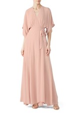 Reformation Dress Winslow Blush Wrap Short Sleeve V Neck Flowy Maxi Size S