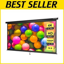 Premium 100-Inch Retractable Projector Screen - Easy Wall  Ceiling Mount