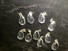 10 Vintage 1 1/2" Teardrop Pear Crystal Chandelier Faceted Clear Prisms