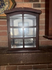 Wood 3 shelf glass mirrored back display cabinet Hang Or Stand