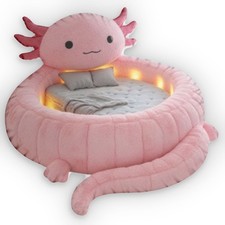 Giant Axolotl Lounger Bed Plush Cushion Shaped Pillow