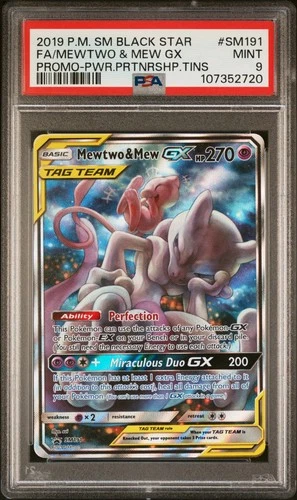 2019 Mewtwo & Mew GX PSA 9 Mint SM191 Sm Holo Promo