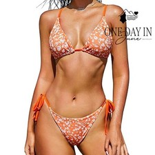 Zaful Floral Tiangle Tie Side Bikini Swimsuit Size L