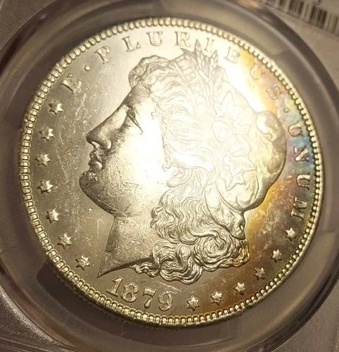 1879 S Morgan Silver Dollar PCGS MS-62 TONED Cresent Rainbow Toning