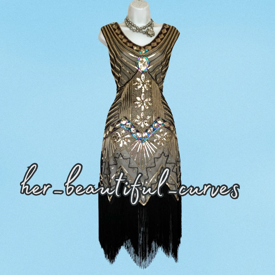 RO ROX SEQUINED BEADED 20s GATSBY STYLE PARTY DRESS SIZE 3XL fits 18/20 - Image 4 of 4