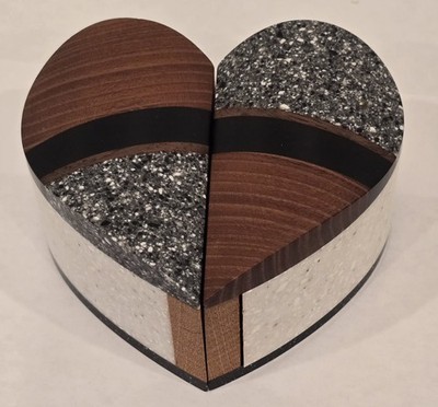 Lance Daley Artisan Heart Jewelry Trinket Box Mixed Media Wood Corian