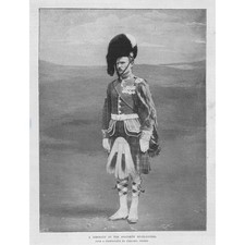 A Sergeant of the Seaforth Highlanders - Antique Print 1896