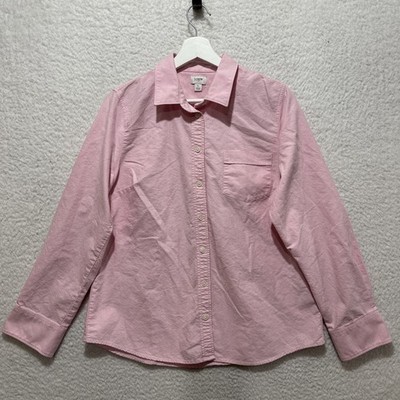 J.CREW Women's Long Sleeve Shirt Size L Pink Oxford Button Down Signature Fit