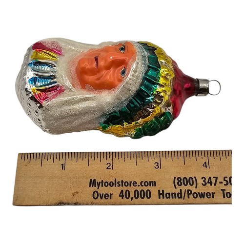 Vintage West Germany Blown Glass Native American Indian Chief Christmas Ornament - Picture 9 of 9