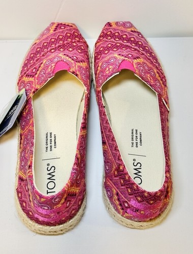 TOMS Alpargata Rope Espadrille SlipOn Pink Multi Floral Woven - US Size 6 - Picture 5 of 7