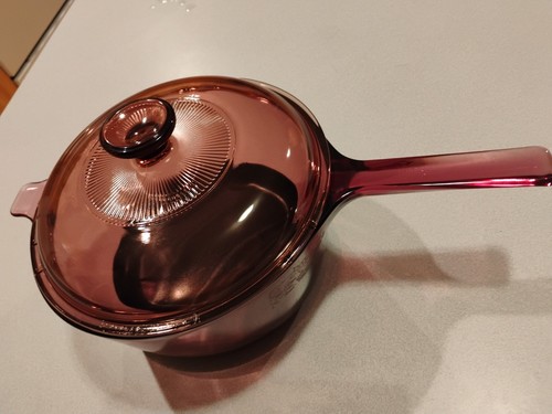 Vision Corning Ware 2,5 Liter Sauce Antihaft Topf Pfanne in Cranberry mit Pyrex Deckel - Bild 2 von 6