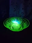 Antique Sharon ( Cabbage Rose) Green Uranium Fruit Bowl MCM