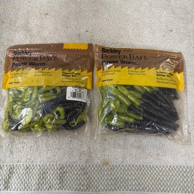 VINTAGE BERKLEY POWERBAIT  POWER WORM 7'' BULK BAGS 40 TOTAL (79) Midnite Star